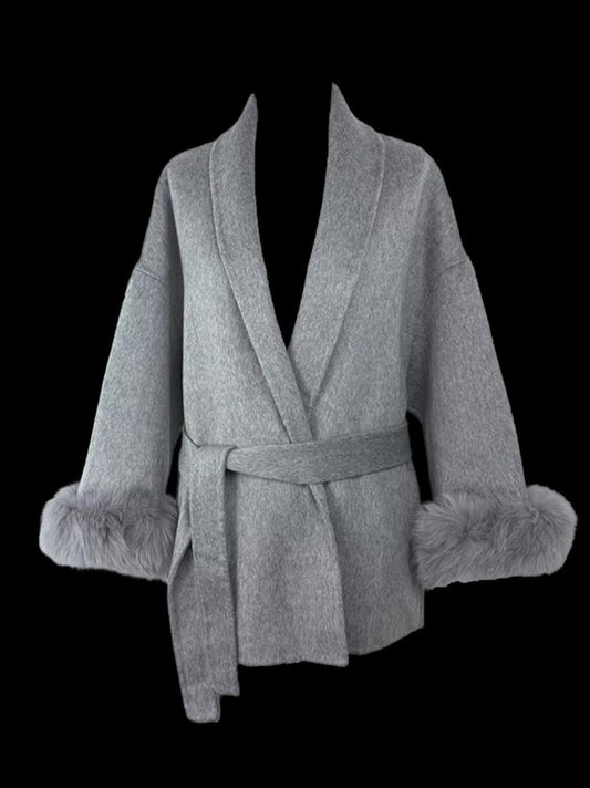 GREY WOOL TRENCH