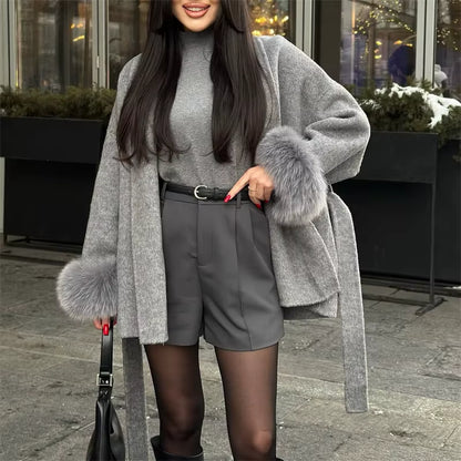 GREY WOOL TRENCH
